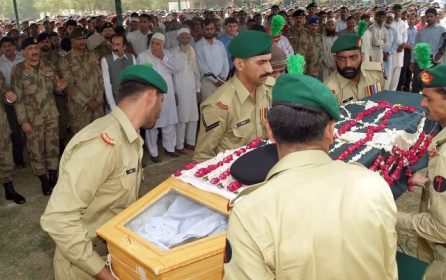 burying scene of Captain Mairaj Mohammad Shaheed