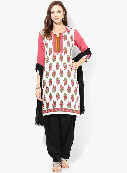 cotton white kurti with black patiala