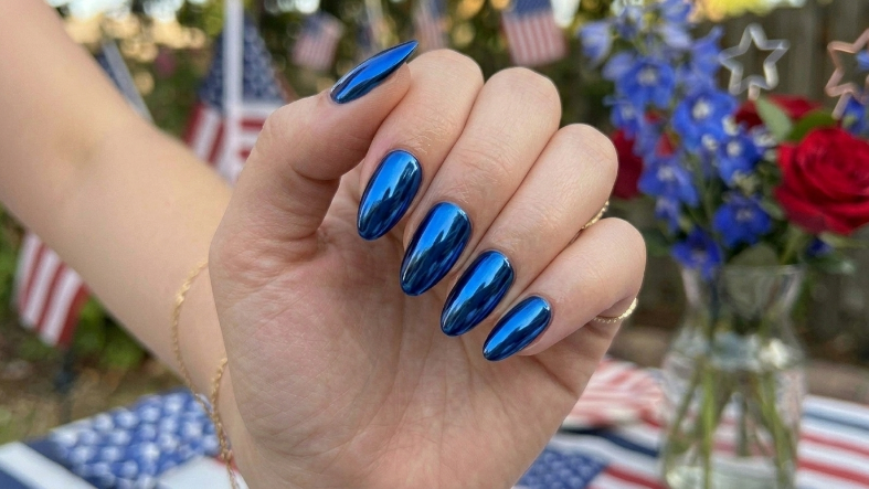 Blue Chrome Nails