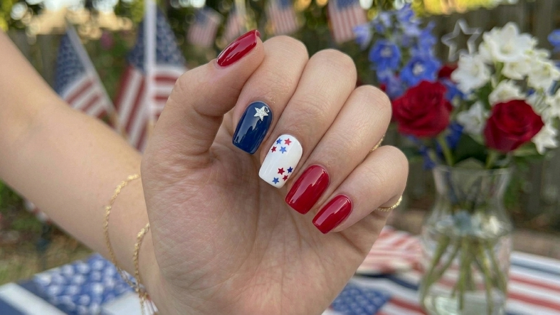 Short Square Patriotic Nails
